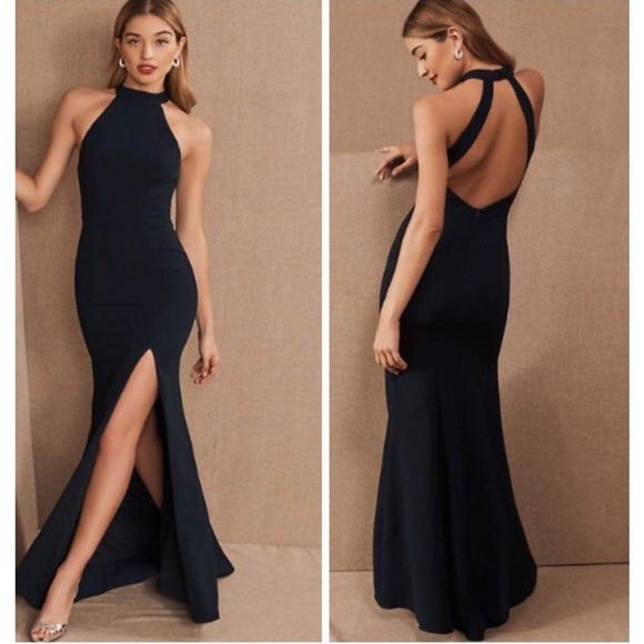 New Anthropologie x BHLDN Serephina Crepe  black Maxi Dress Size 10 - Picture 4 of 11